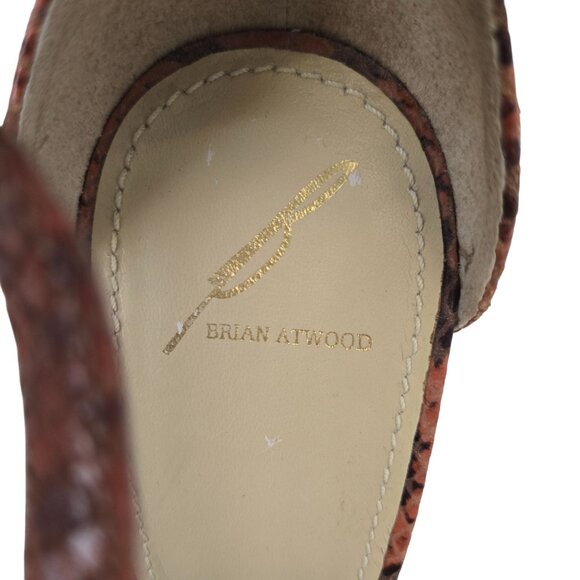 B Brian Atwood Leather Dekoda Snake-Print Platform Wedge Sandals Size 6 - Picture 4 of 10